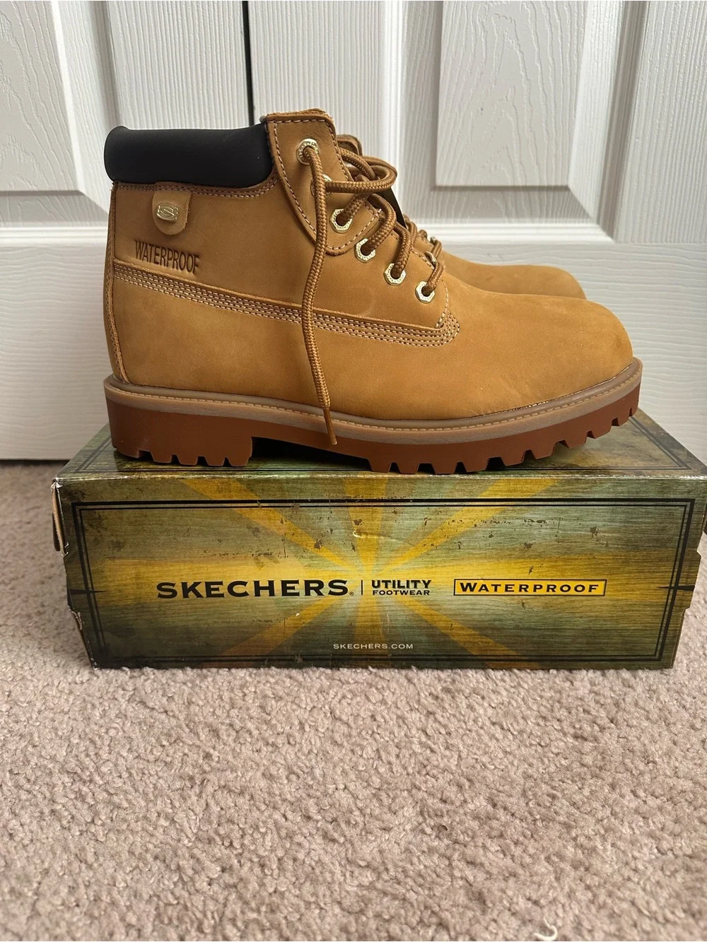 Skechers Men's Wheat Tan Waterproof Work Boots